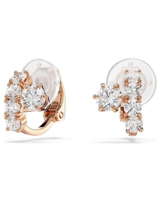 Swarovski Metallic Matrix Clip Earrings, Round Cut, 18K Rose Finish