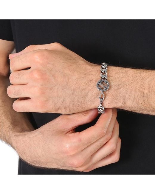 Gucci Blue Interlocking G Chain Bracelet for men