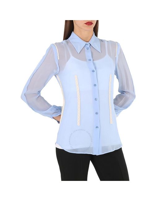 Moschino Blue Georgette Silk Shirt
