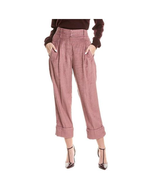 Brunello Cucinelli Red Cropped Wide Leg Trousers, Brand Size 42 (Us