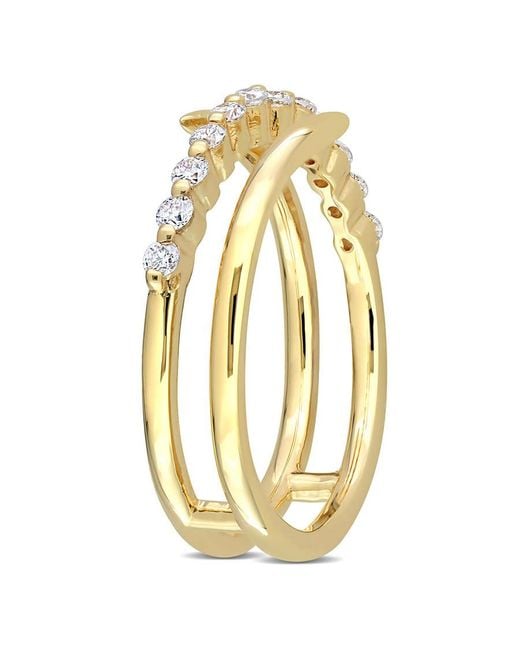 Created Forever Metallic 1/3 Ct Tgw Lab Created Diamond Coil Ring 1In 18K Plated Sterling