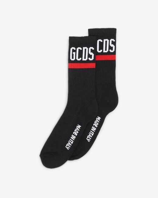 Gcds Black Logo Brand Socks, Brand Size Ii