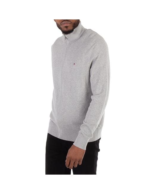 Tommy Hilfiger Gray Cotton Cashmere Zip-Thru Cardigan for men