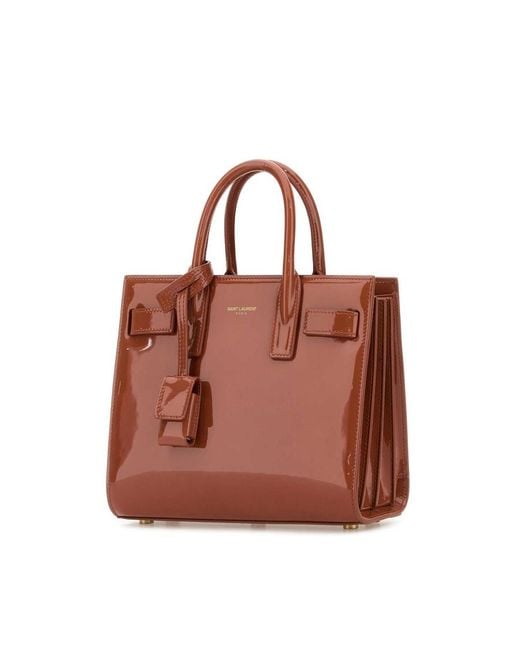 Saint Laurent Brown Brick Leather Nano Sac De Jour Handbag