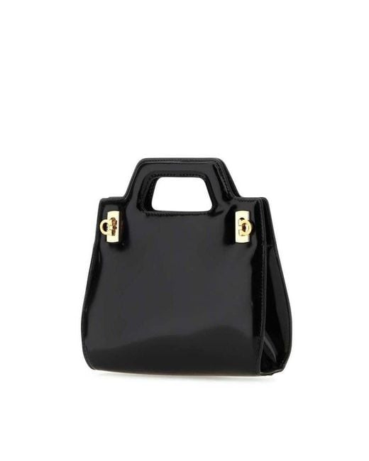 Ferragamo Black Leather Mini Wanda Handbag
