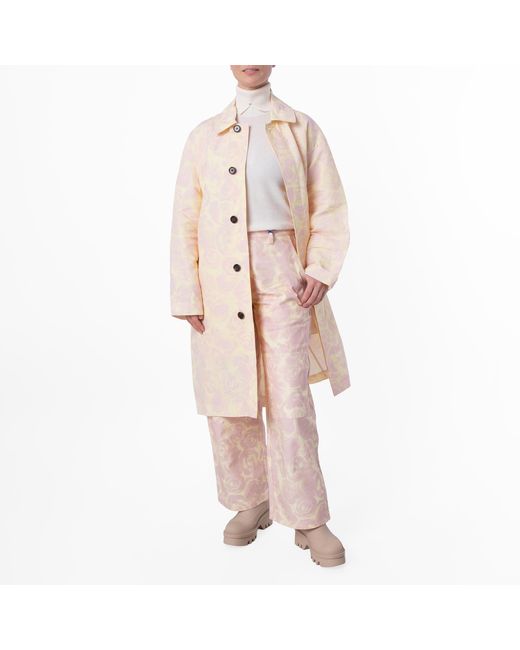 Burberry Natural Rose Print Taffeta Coat, Brand Size 8 Us