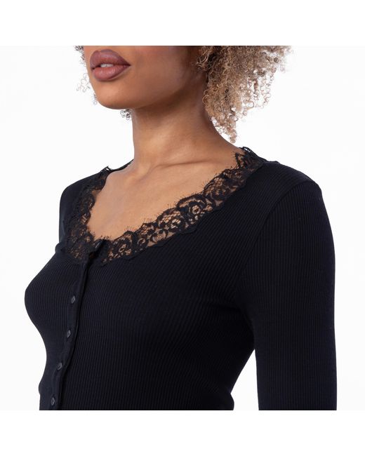 Saint Laurent Black Scoop Neck Long Sleeve Top