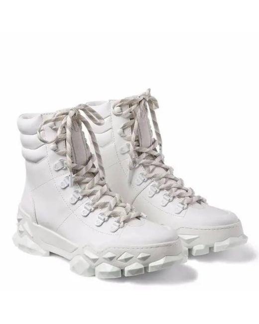 Jimmy Choo Gray Diamond X Hike/F Leather Boots, Brand Size 34.5 Us