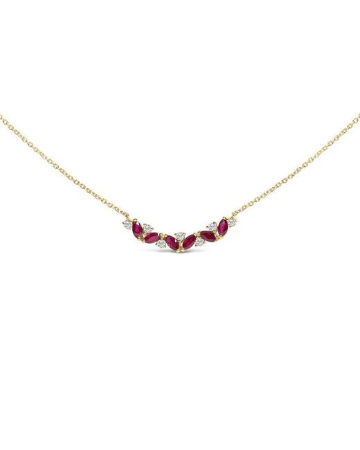 Haus of Brilliance Metallic 14K Ruby And Diamond Trio Bar Line Necklace (I-J Color, Si2-I1 Clarity) for men