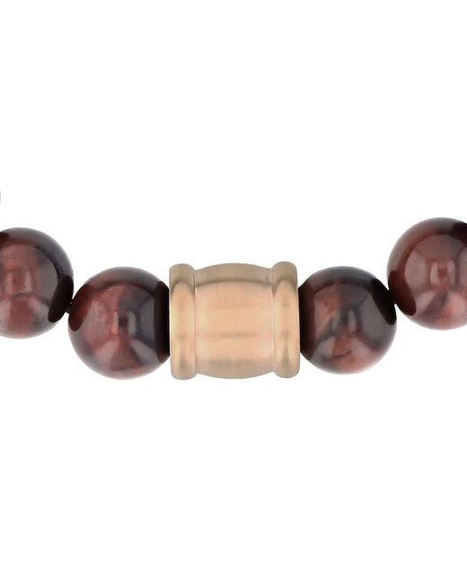 Robert Alton Brown Stainless Steel Tiger Eye Bead Bolo Bracelet for men