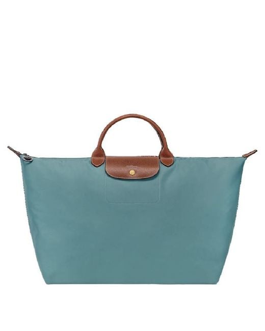Longchamp Blue Le Pliage Original L Top Handle Bag