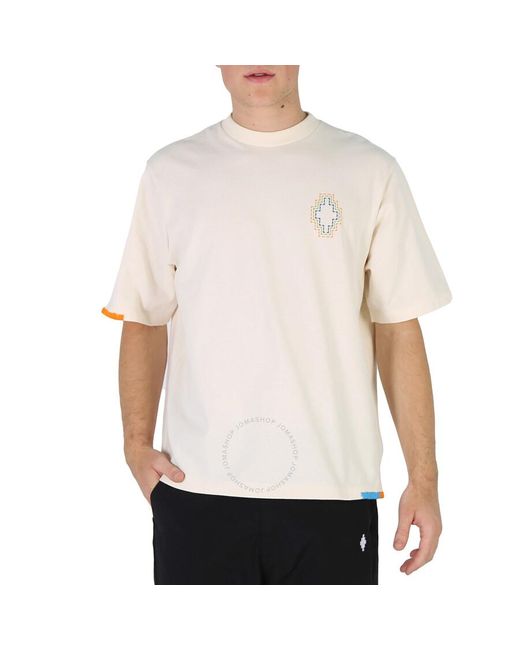 Marcelo Burlon White Ecru Stitch Cross Cotton T-shirt for men