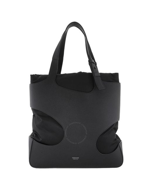 Ferragamo Black Large Cut Out Embossed Tote Bag for men