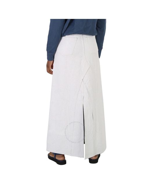Maison Margiela White Crack High-waisted Denim Maxi Skirt
