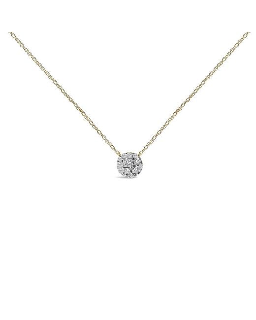 Haus of Brilliance Metallic 14K Plated Sterling 3/8 Cttw Diamond Cluster Pendant Necklace