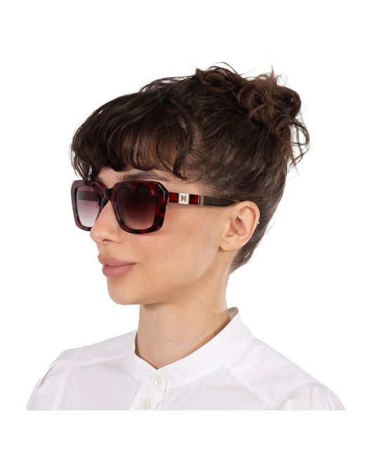 Carolina Herrera Brown Purple Gradient Rectangular Sunglasses Shn619m 09at 53