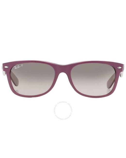 Ray-Ban Brown New Wayfarer Classic Gray Gradient Polarized Rectangular Sunglasses Rb2132 6606m3 55