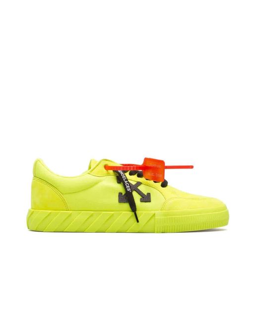 Off-White c/o Virgil Abloh Yellow Low Vulcanized Fluorescent Leather Sneakers for men
