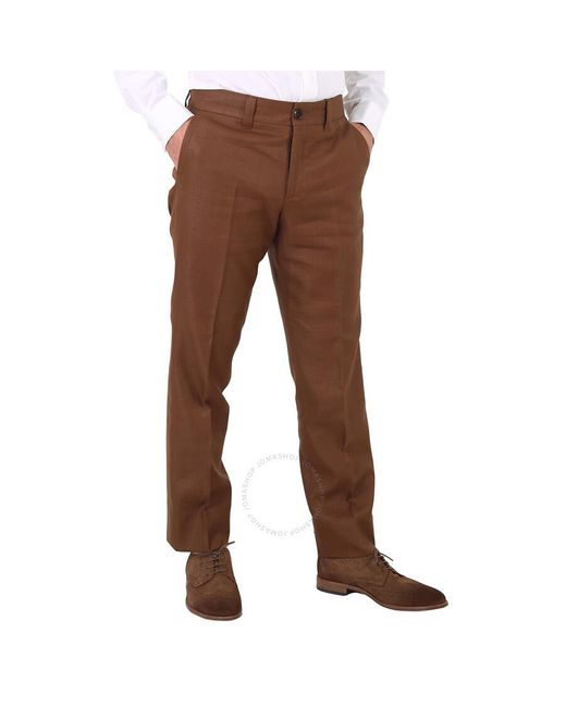 Burberry Brown Dark Birch Dover Cropped Tailored Trousers for men