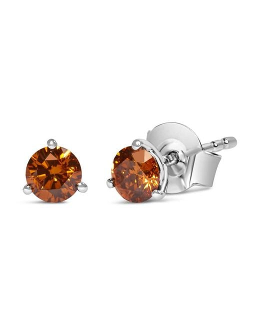 Haus of Brilliance Brown 14K 1/2 Cttw Lab-Grown Round Diamond Classic 3-Prong Martini Set Stud Earrings