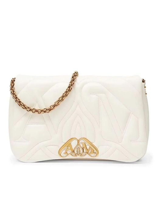 McQueen Natural Quilted Flap Shoulder Bag