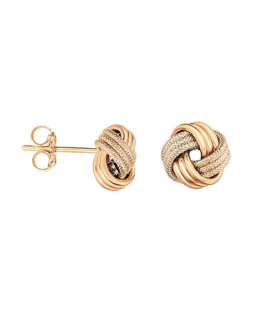 Kylie Harper Metallic Ladies 14K Rose Diamond-Cut Love Knot Stud Earrings for men