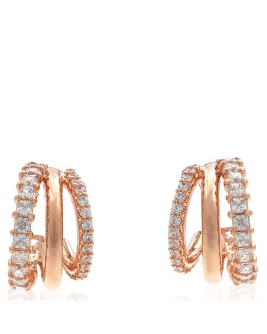 Swarovski White Hyperbola Pierced Earrings Rose Shiny Clear
