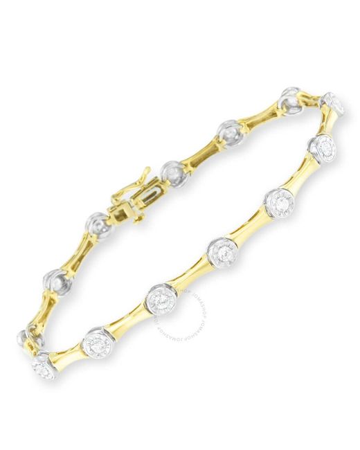 Haus of Brilliance Metallic 10k Yellow Gold Flashed .925 Sterling Silver 1.0 Cttw Miracle Set Round-cut Diamond Bezel Style Link Bracelet