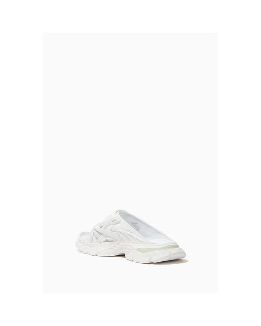 Balenciaga White Track Flat Slide Sandals