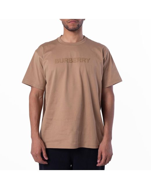 Burberry Brown Harriston Logo Print Cotton T-Shirt for men