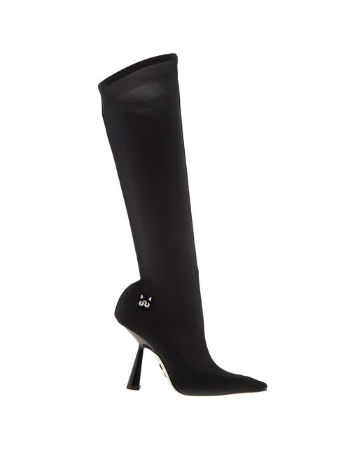 Jimmy Choo Black Luna 100 Stretch Mesh Boots, Brand Size 37 Us