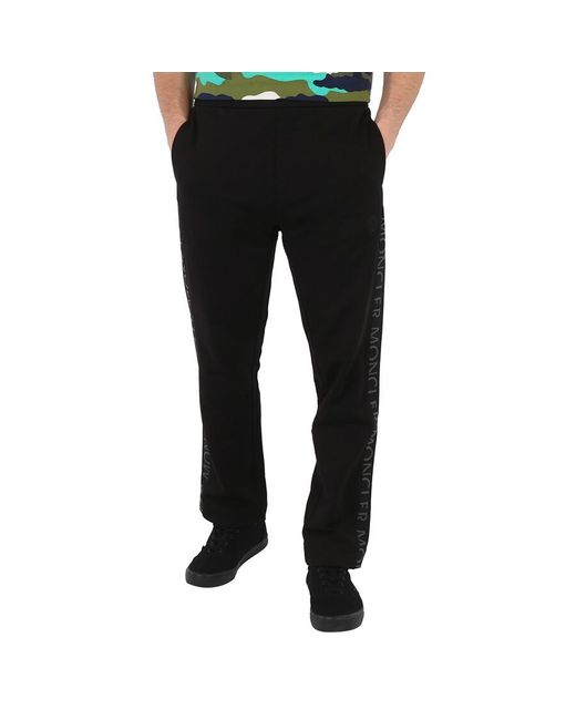 Moncler Black Logo-Print Track Pants for men