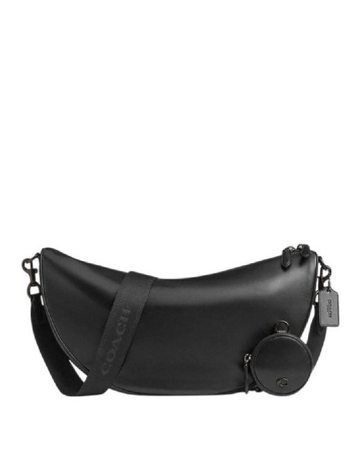 COACH Black Hall 45 Soft Sling Leather Belt Bag for men