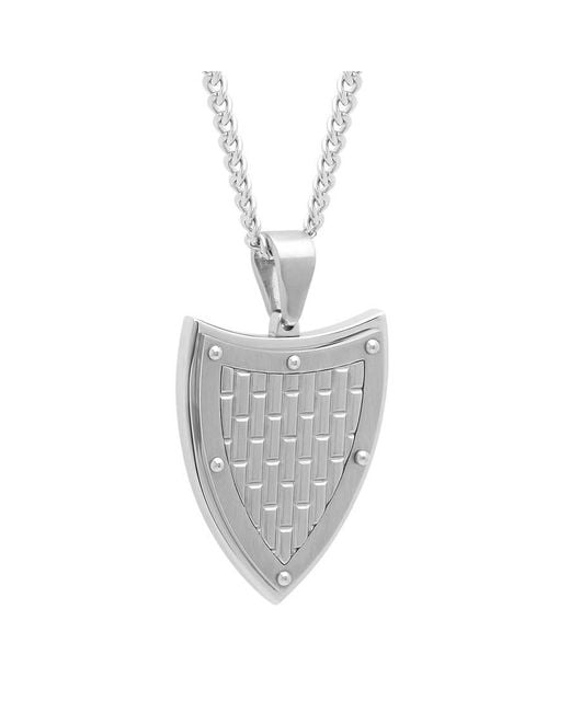 Robert Alton Metallic Brick Pattern Stainless Steel Shield Pendant for men