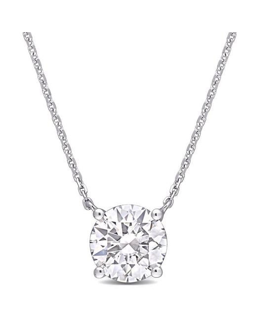 Amour Metallic 1 4/5 Ct Tgw Created Moissanite Solitaire Pendant With Chain