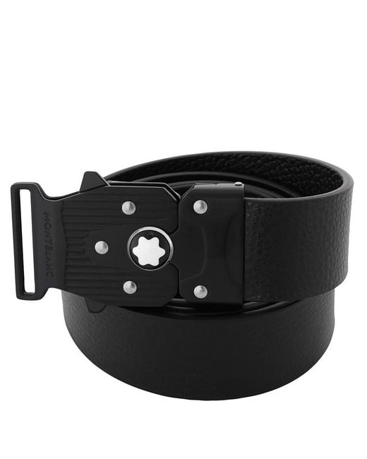 Montblanc Black M Lock 35Mm Grainy Leather Belt for men