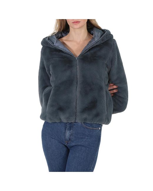 Save The Duck Blue Ash Laila Faux Fur Reversible Hooded Jacket