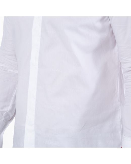 Ferragamo White Ferragamo Logo Jacquard Long-Sleeved Sport Shirt for men