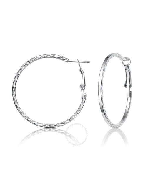 Rachel Glauber Metallic Textured Rope Round Hoop Earrings