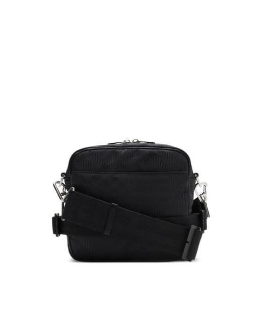 Burberry Black Check Adjustable Strap Crossbody Bag for men