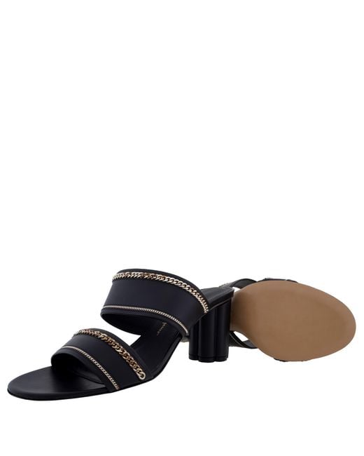 Ferragamo Black Chain Link Leather Sandals