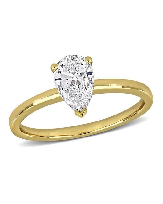 Created Forever Metallic 1Ct Tw Pear-Shaped Lab Grown Diamond Engagement Ring