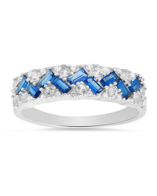 Kylie Harper Blue Sterling Sapphire Baguette-Cut Band Ring