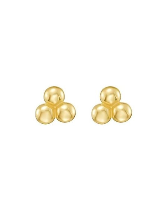 Tresorra Metallic 14K Triple Bead Stud Earrings