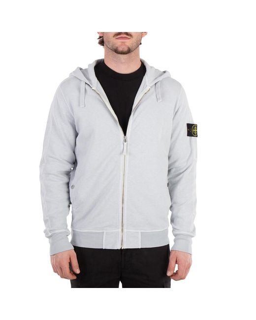 Stone Island Men's Blue Compass Logo Zip-Up Hoodie