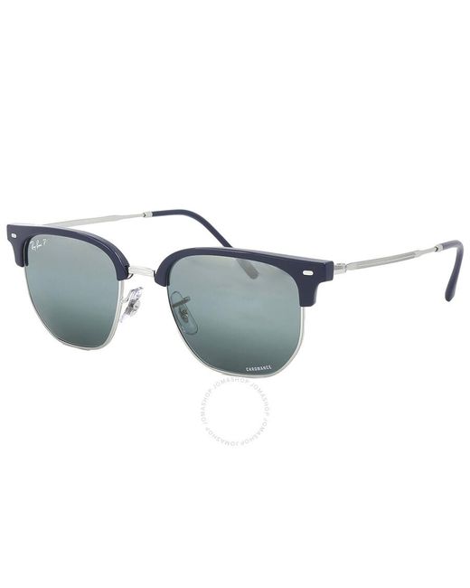 Ray-Ban New Clubmaster Polarized Blue Mirrored Sunglasses Rb4416 6656g6 51
