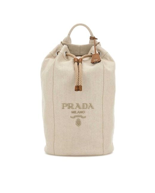 Prada Natural Sand Canvas Backpack for men