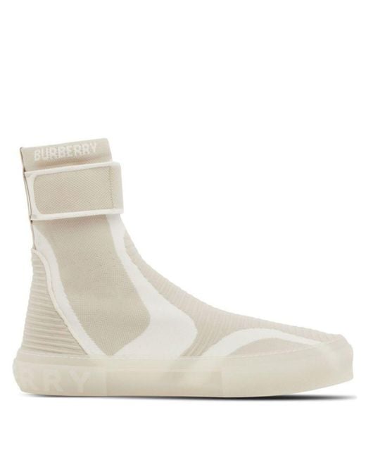 Burberry Natural Vanilla Knitted Sub High-Top Sock Sneakers, Brand Size 40 Us for men