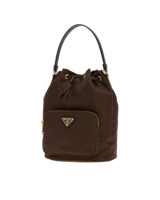 Prada Brown Re-Nylon Duet Bucket Bag for men