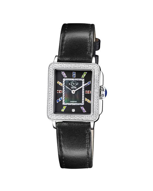 Gevril Metal Padova Gemstone Quartz Diamond Watch in Black Lyst